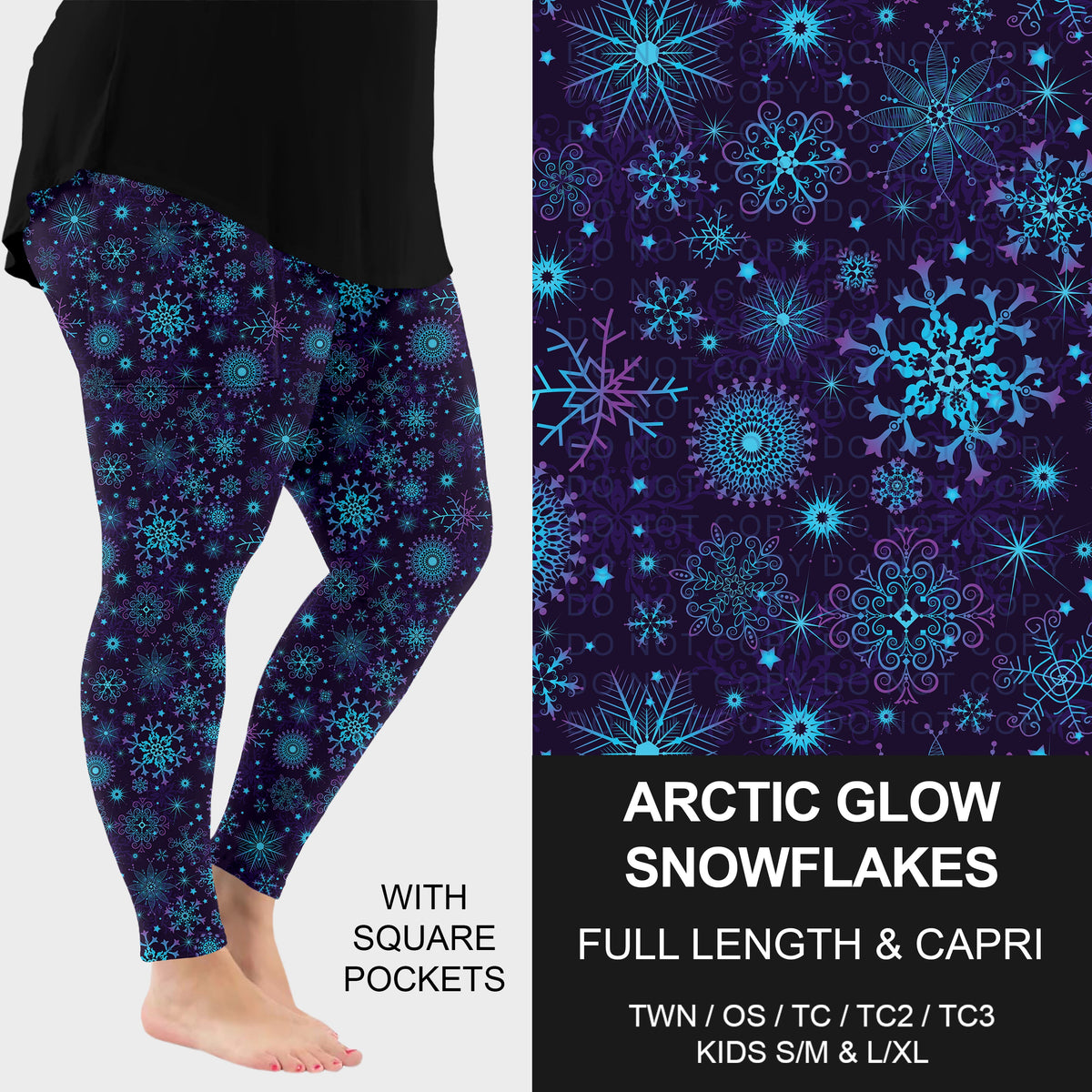 B313 - Preorder Arctic Glow Snowflakes Leggings w/ Pockets (Closes 9/20. ETA: late Nov.)