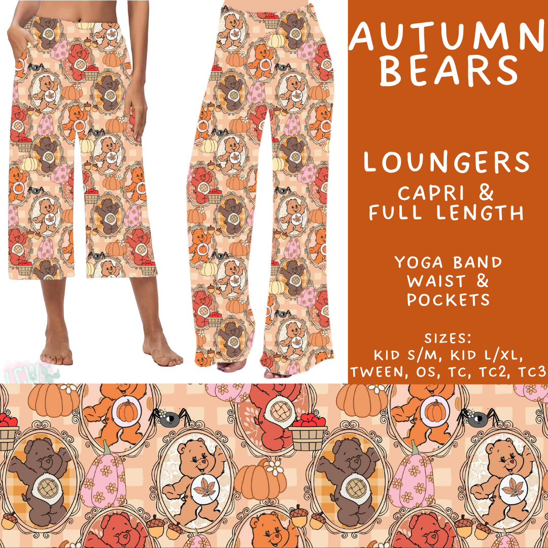 Batch #583 - Magical Character Fall - Closes 9/9 - ETA early Nov - Autumn Bears Capri and Full Length Loungers