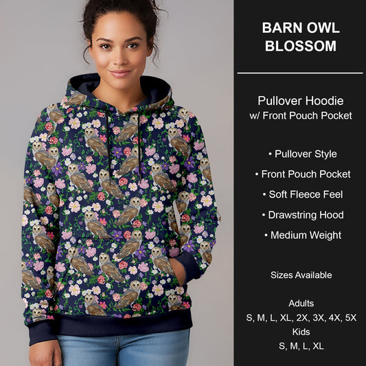 B266 - Preorder Barn Owl Blossom Pullover Hoodie (Closes 12/17. ETA late Feb.)