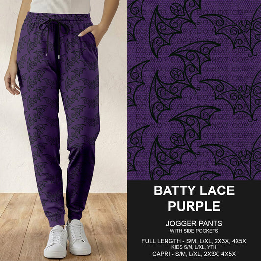 B305 - Preorder Batty Lace Purple Joggers (Closes 8/02. ETA: early Oct.)