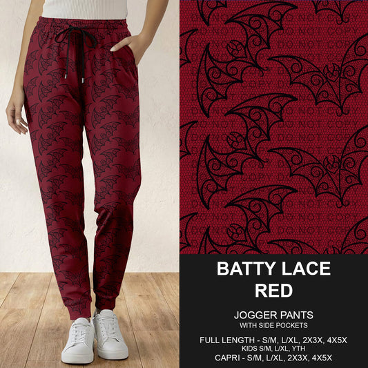 B305 - Preorder Batty Lace Red Joggers (Closes 8/02. ETA: early Oct.)