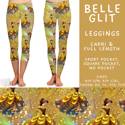 Batch #557 - Princess Glitter - Closes 7/17 - ETA mid Sept - Belle Glit Full and Capri Length Leggings