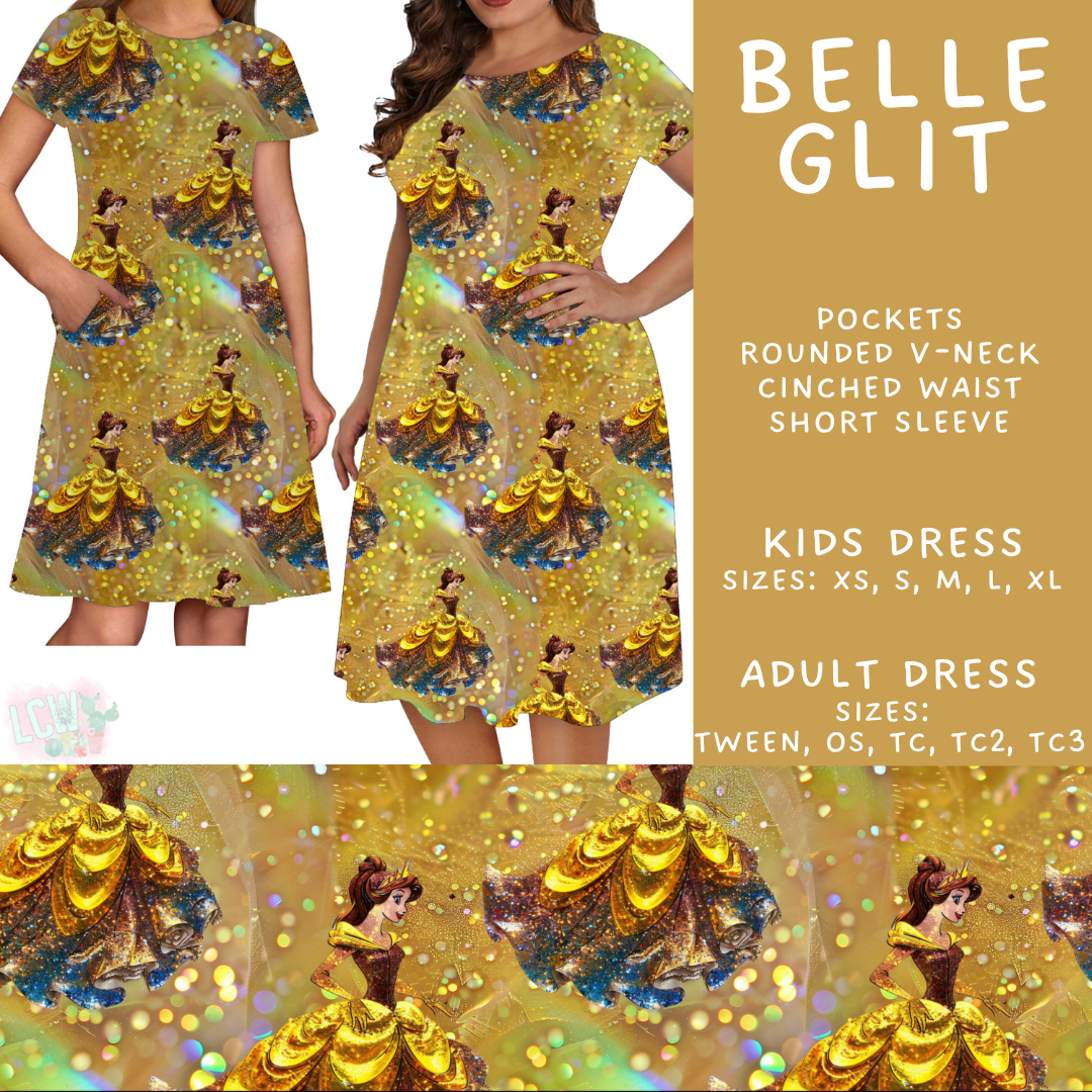 Batch #557 - Princess Glitter - Closes 7/17 - ETA mid Sept - Belle Glit Adult & Kids Dresses