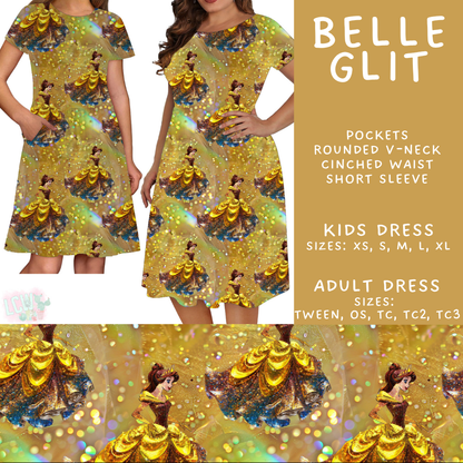 Batch #557 - Princess Glitter - Closes 7/17 - ETA mid Sept - Belle Glit Adult & Kids Dresses