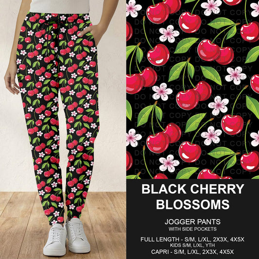 B294 - Preorder Black Cherry Blossoms Joggers (Closes 6/07. ETA: early Aug.)