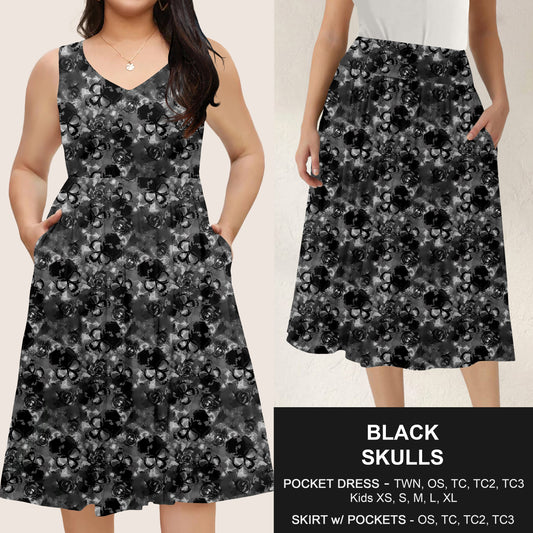 B285 - Preorder Black Skulls Dress/Skirt with Pockets (Closes 4/15. ETA: mid June)