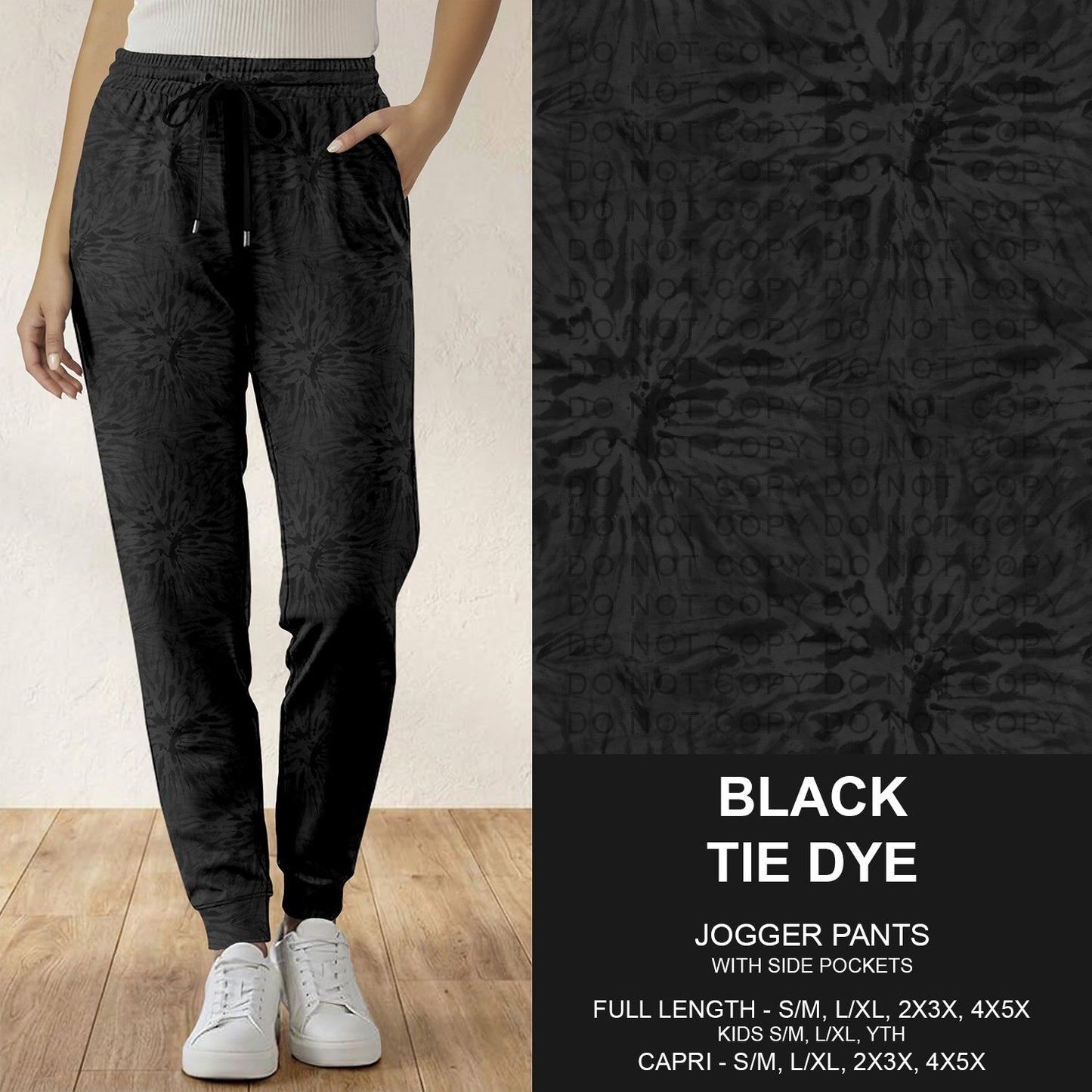 B279 - Preorder Black Tie Dye Joggers (Closes 3/18. ETA: late May)