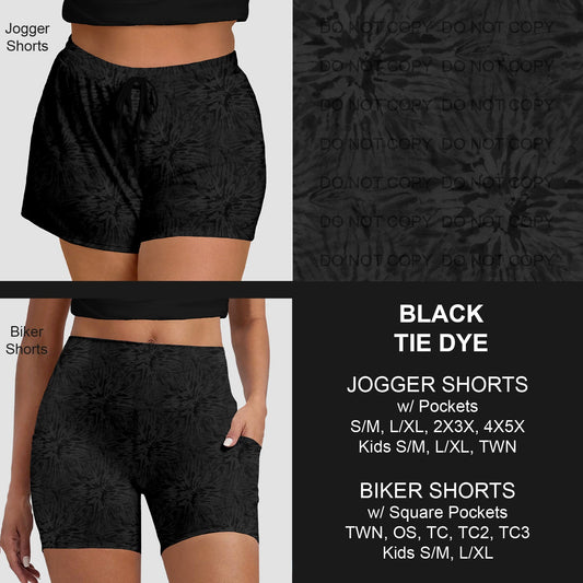 B279 - Preorder Black Tie Dye Jogger/Biker Shorts (Closes 3/18. ETA: late May)