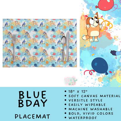Batch #602 - Table Runners & Placemats - Closes 10/23 - ETA mid Dec - Blue Bday Placemat