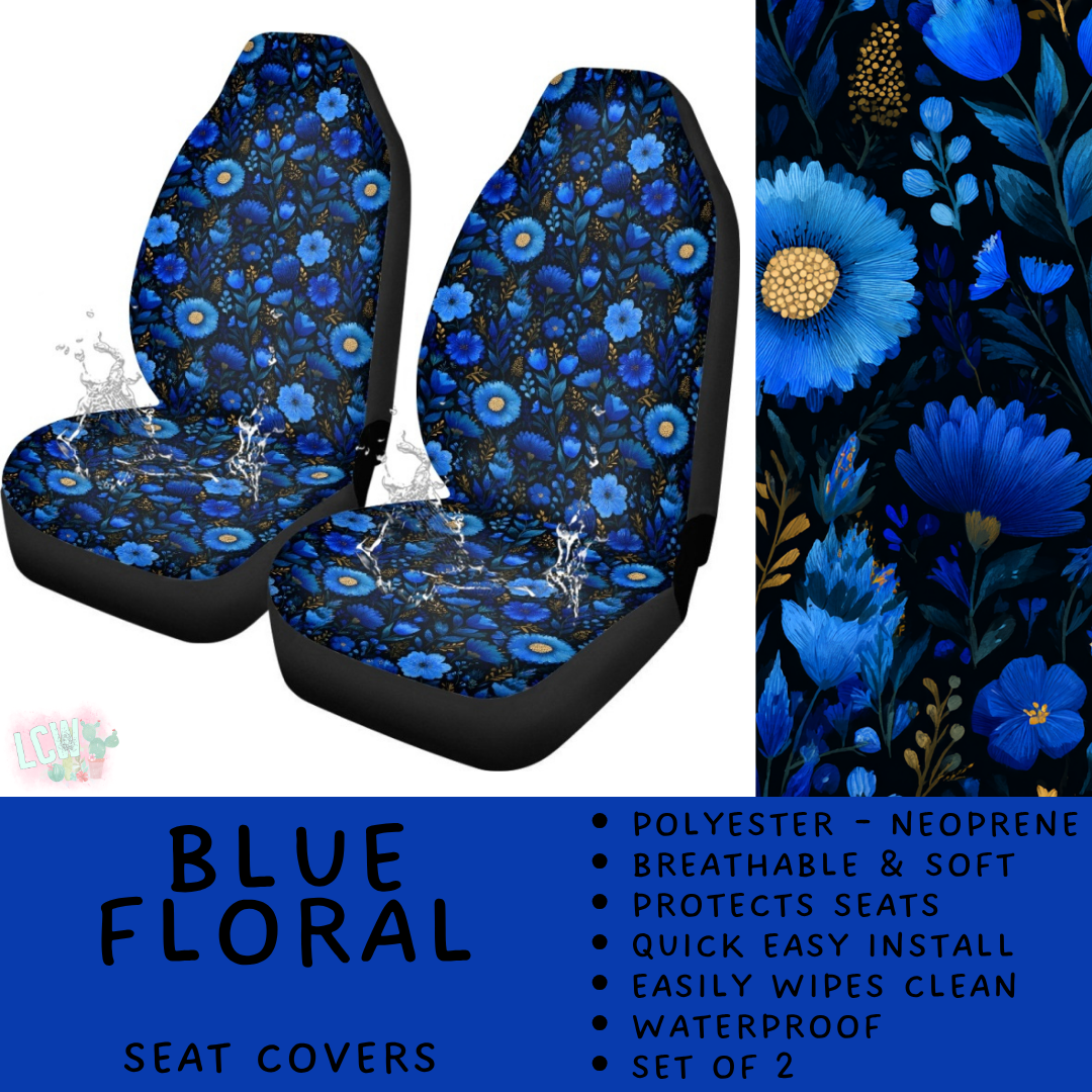 Batch #554 - Car Accessories 3 - Closes 7/10 - ETA early/mid Sept - Blue Floral Vehicle Seat Covers