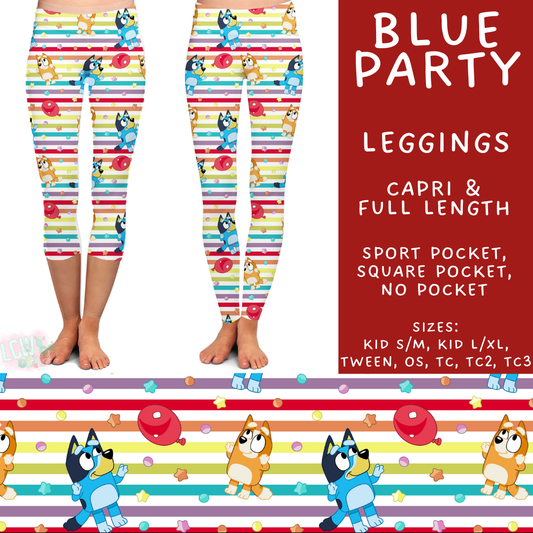 Batch #506 - Cool Characters 13 - Closes 3/20 - ETA late May - Blue Party Full and Capri Length Leggings
