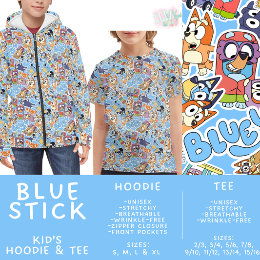 Batch #563 - Made for Play Collection - Closes 7/31 - ETA late Sept - Blue Stick Kid's Unisex Hoodie & Tee