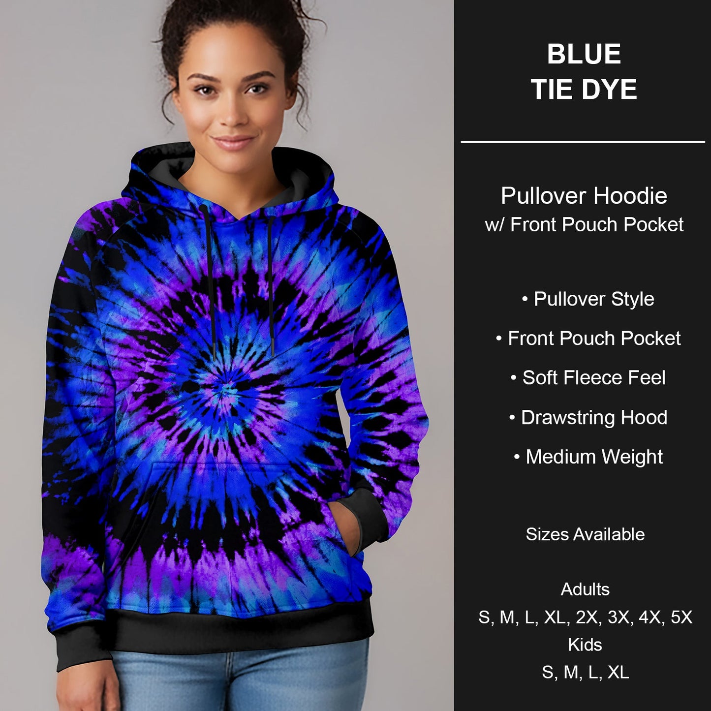 B266 - Preorder Blue Tie Dye Pullover Hoodie (Closes 12/17. ETA late Feb.)