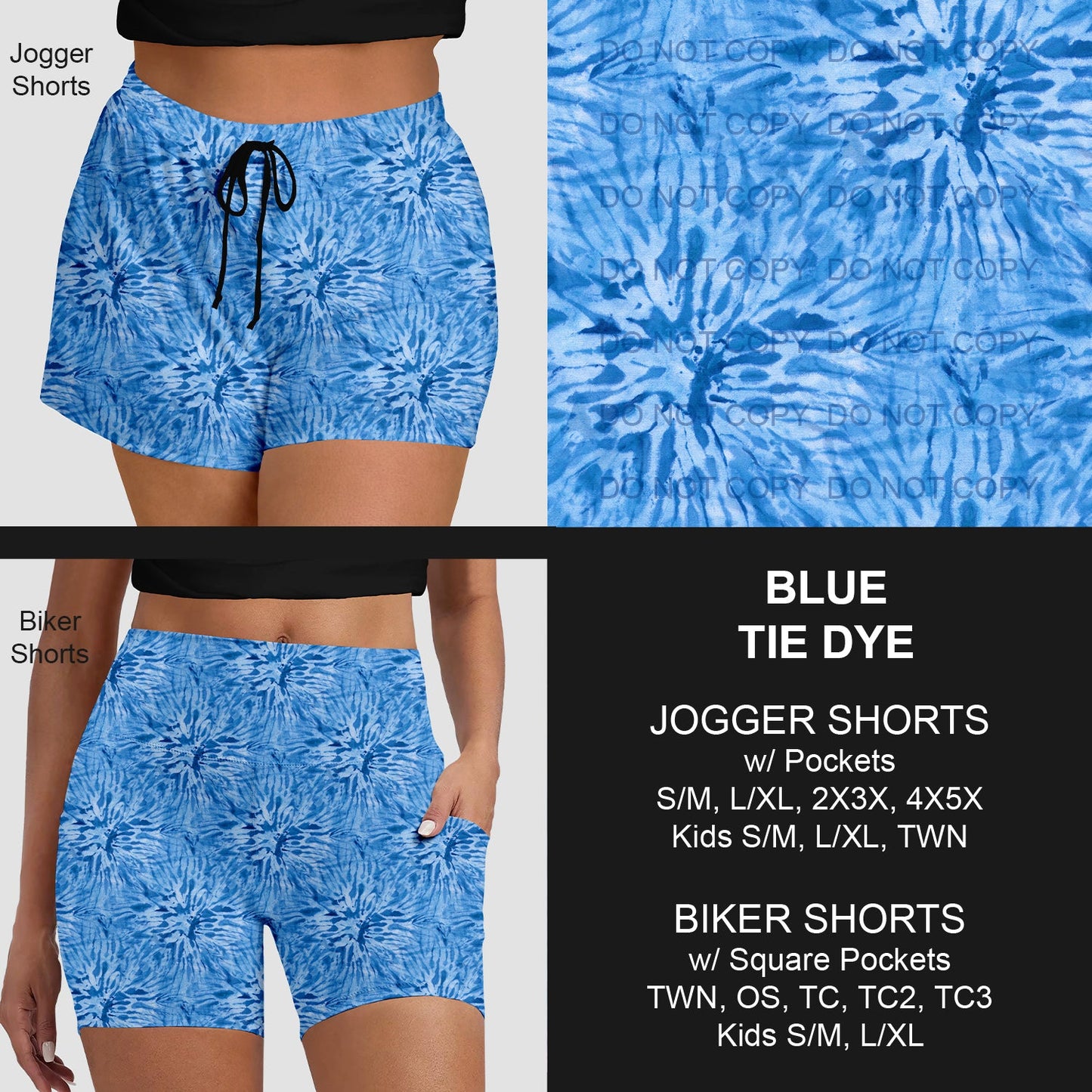 B279 - Preorder Blue Tie Dye Jogger/Biker Shorts (Closes 3/18. ETA: late May)