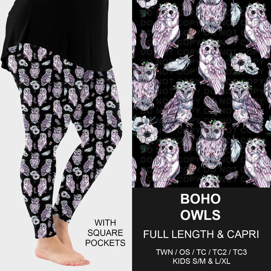 B283 - Preorder Boho Owls Leggings w/ Pockets (Closes 4/05. ETA: mid June)