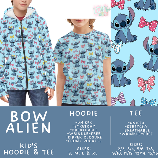 Batch #563 - Made for Play Collection - Closes 7/31 - ETA late Sept - Bow Alien Kid's Unisex Hoodie & Tee