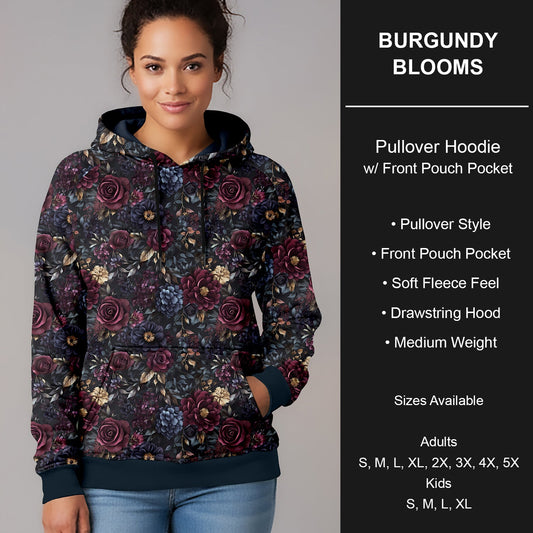 B266 - Preorder Burgundy Blooms Pullover Hoodie (Closes 12/17. ETA late Feb.)