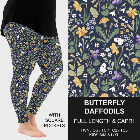 B316 - Preorder Butterfly Daffodils Leggings w/ Pockets (Closes 10/11. ETA: mid Dec.)