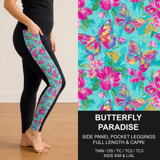 B298 - Preorder Butterfly Paradise Side Panel Pocket Leggings (Closes 7/05. ETA: early Sept.)