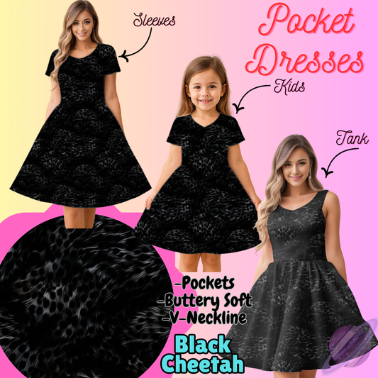 BLACK CHEETAH-POCKET DRESS PREORDER-CLOSING 3/16