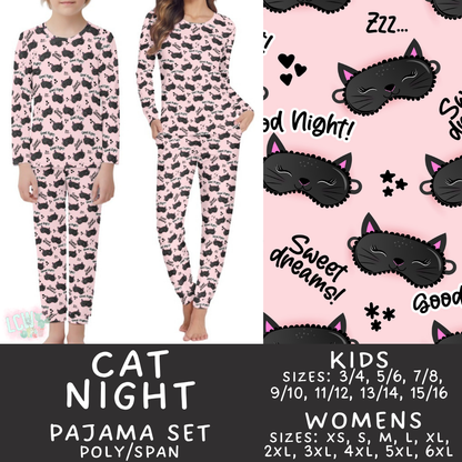Batch #587 - Family Pajamas 2 - Closes 9/18 - ETA mid Nov - Cat Night Women's & Kid's Pajama Sets