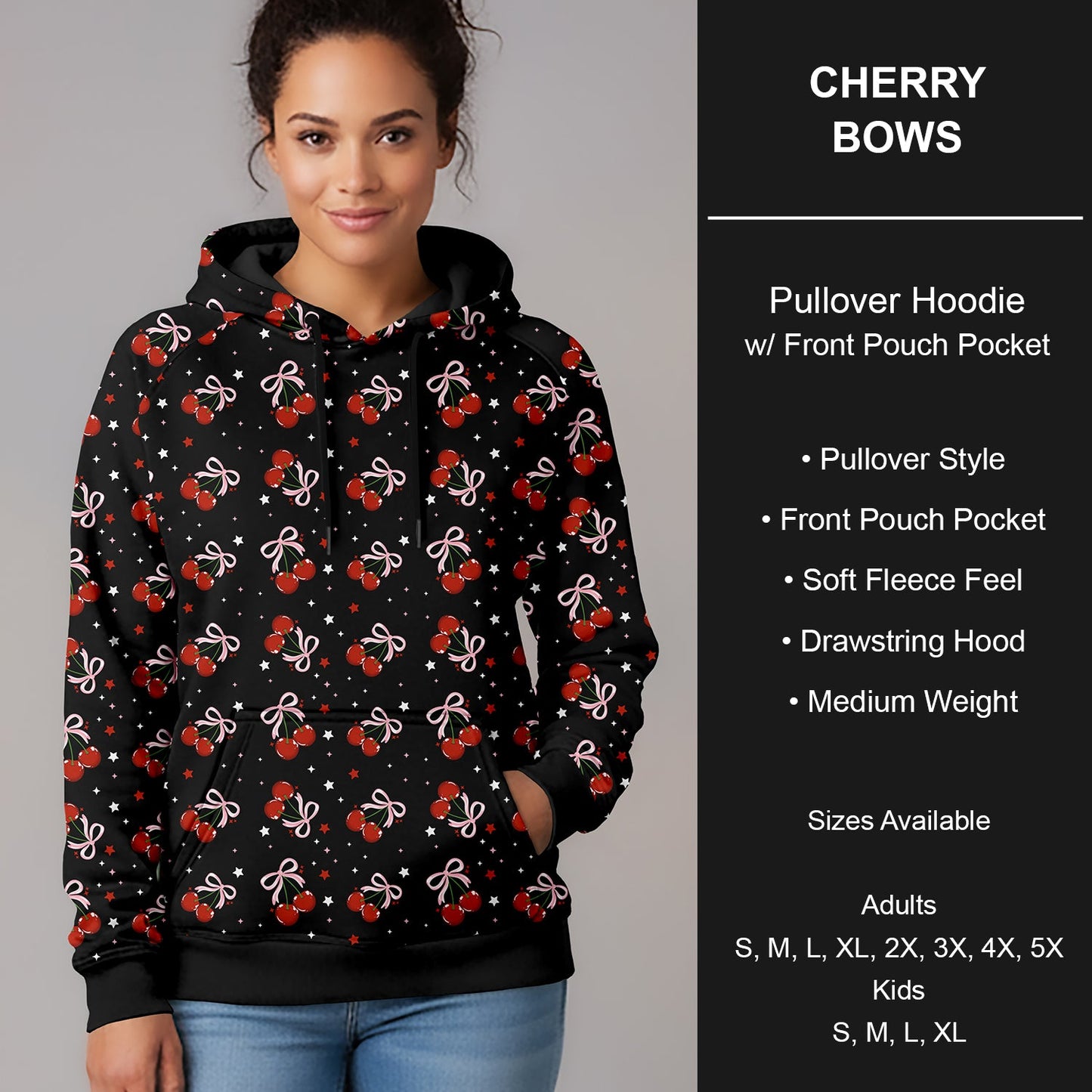 B266 - Preorder Cherry Bows Pullover Hoodie (Closes 12/17. ETA late Feb.)