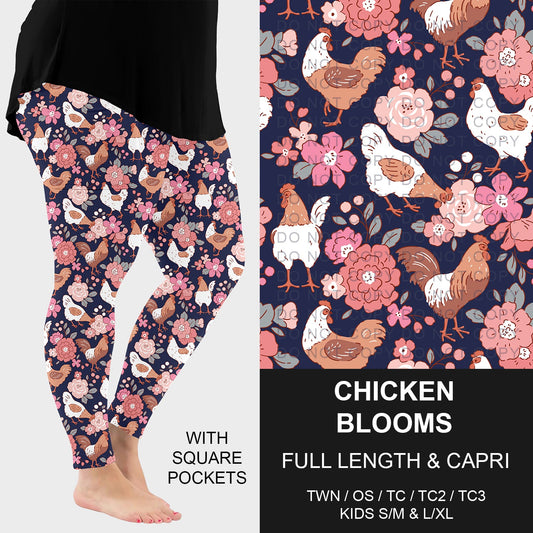 B294 - Preorder Chicken Blooms Leggings w/ Pockets (Closes 6/07. ETA: early Aug.)