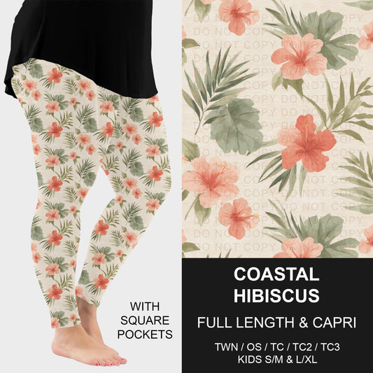 B288 - Preorder Coastal Hibiscus Leggings w/ Pockets (Closes 5/03. ETA: early July)