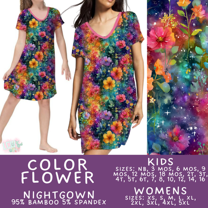 Batch #466 - Mommy & Me Dreamers 2 - Closes 12/22 - ETA mid February - Color Flower Adult & Kid's Bamboo Nightgown