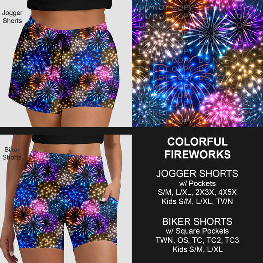 B284 - Preorder Colorful Fireworks Jogger/Biker Shorts (Closes 4/12. ETA: early June)