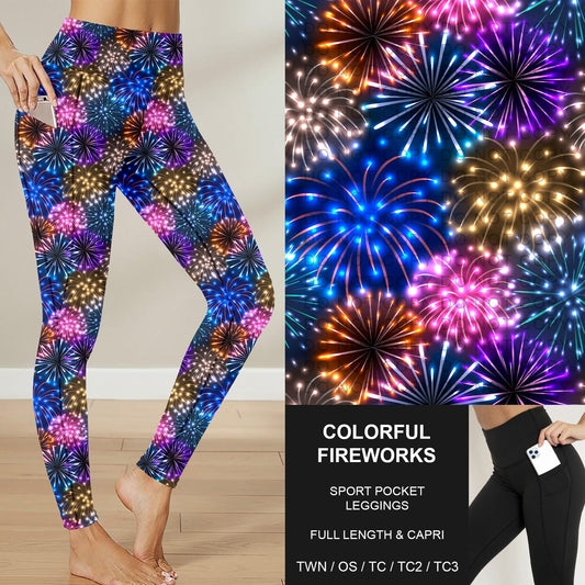 B284 - Preorder Colorful Fireworks Sport Pocket Leggings (Closes 4/12. ETA: early June)