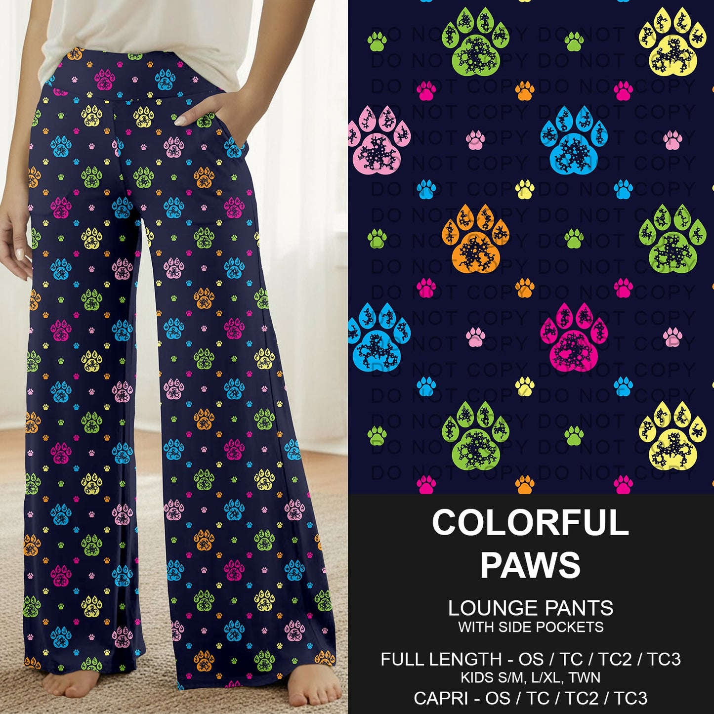 B298 - Preorder Colorful Paws Lounge Pants (Closes 7/05. ETA: early Sept.)