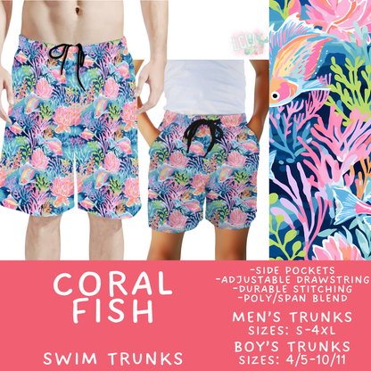Batch #543 - Pool Party 2 - Closes 6/15 - ETA early/mid August - Coral Fish Boys' & Men's Swim Trunks