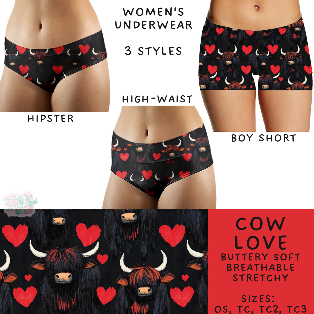 Batch #612 - Valentine's Matching Underwear - Closes 11/11 - ETA mid Jan - Cow Love Women's Underwear