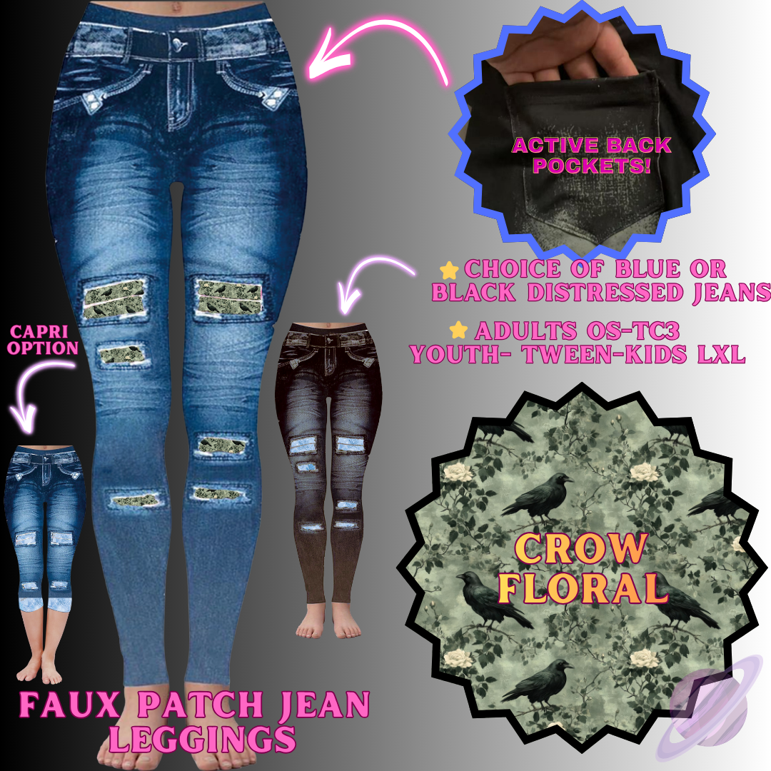 CROW FLORAL-FAUX JEAN LEGGING-PREORDER CLOSING 12/2