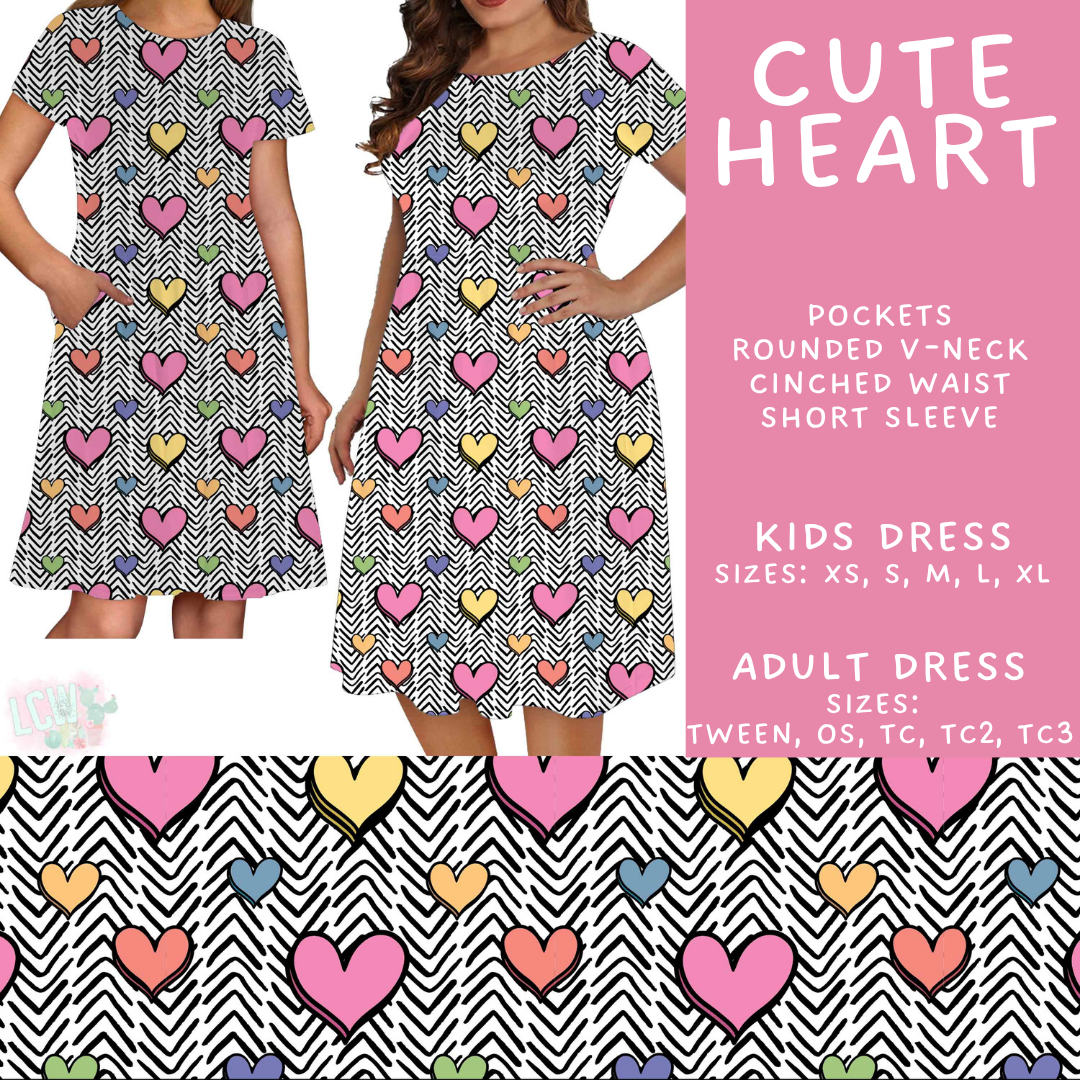Batch #550 - Fun Run 24 - Closes 7/1 - ETA early Sept - Cute Heart Adult & Kids Dresses