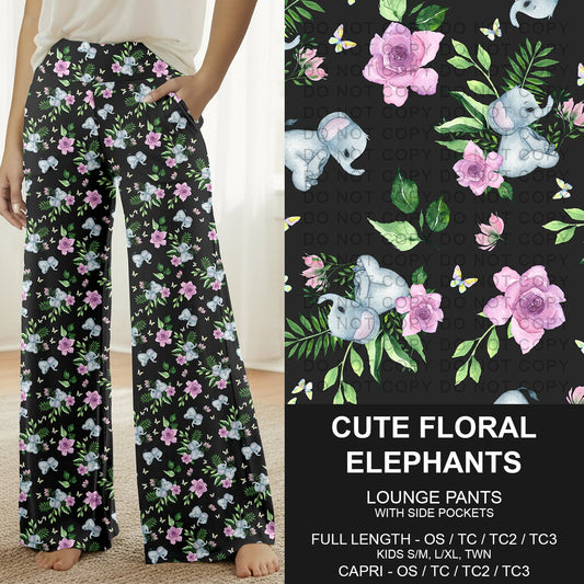 B283 - Preorder Cute Floral Elephants Lounge Pants (Closes 4/05. ETA: mid June)