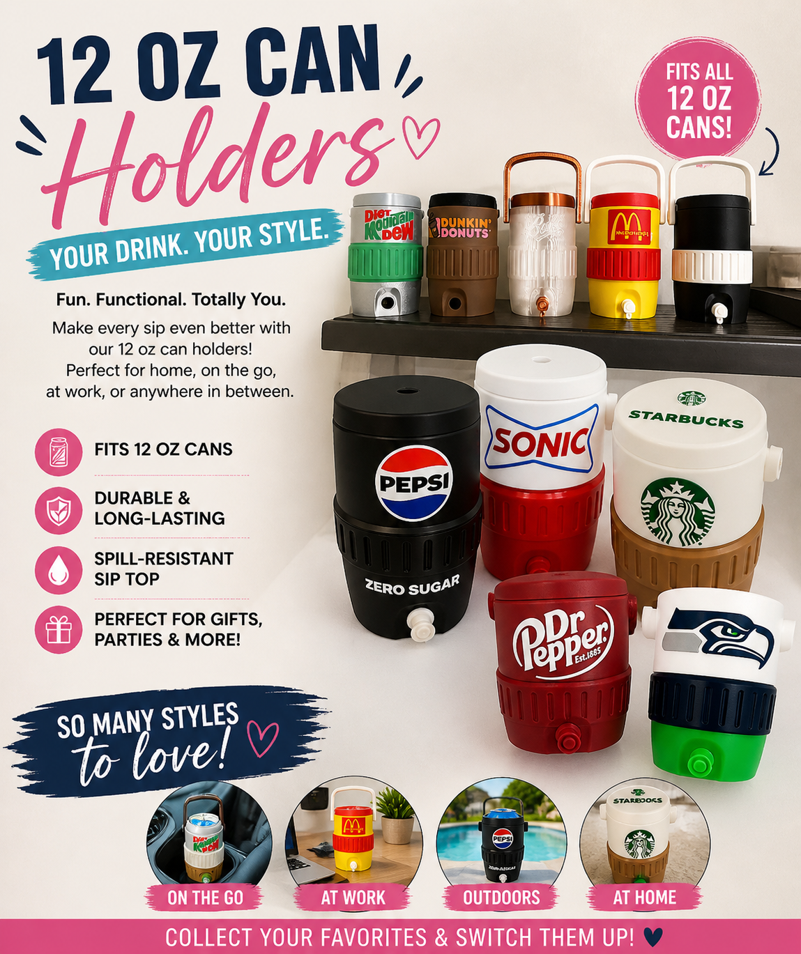 3D PRINTED CUSTOM 12 OUNCE CAN HOLDERS