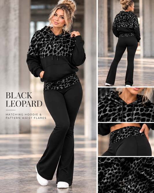 BLACK LEOPARD-PATTERN BLOCK HOODIE-PREORDER CLOSING 10/9