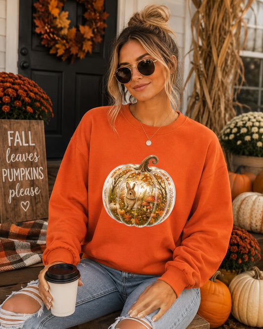 Cozy Pumpkin Fall Bunny Sweatshirt