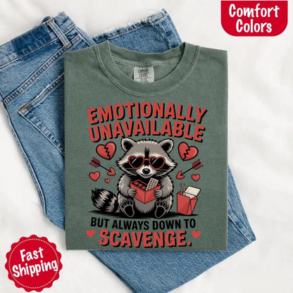 Comfort Colors Emotionally Unavailable Raccoon T-Shirts