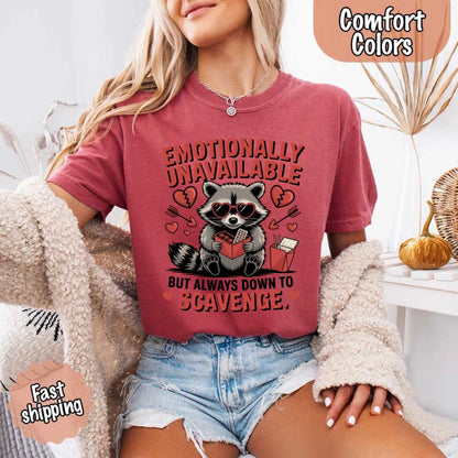 Comfort Colors Emotionally Unavailable Raccoon T-Shirts