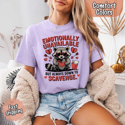 Comfort Colors Emotionally Unavailable Raccoon T-Shirts