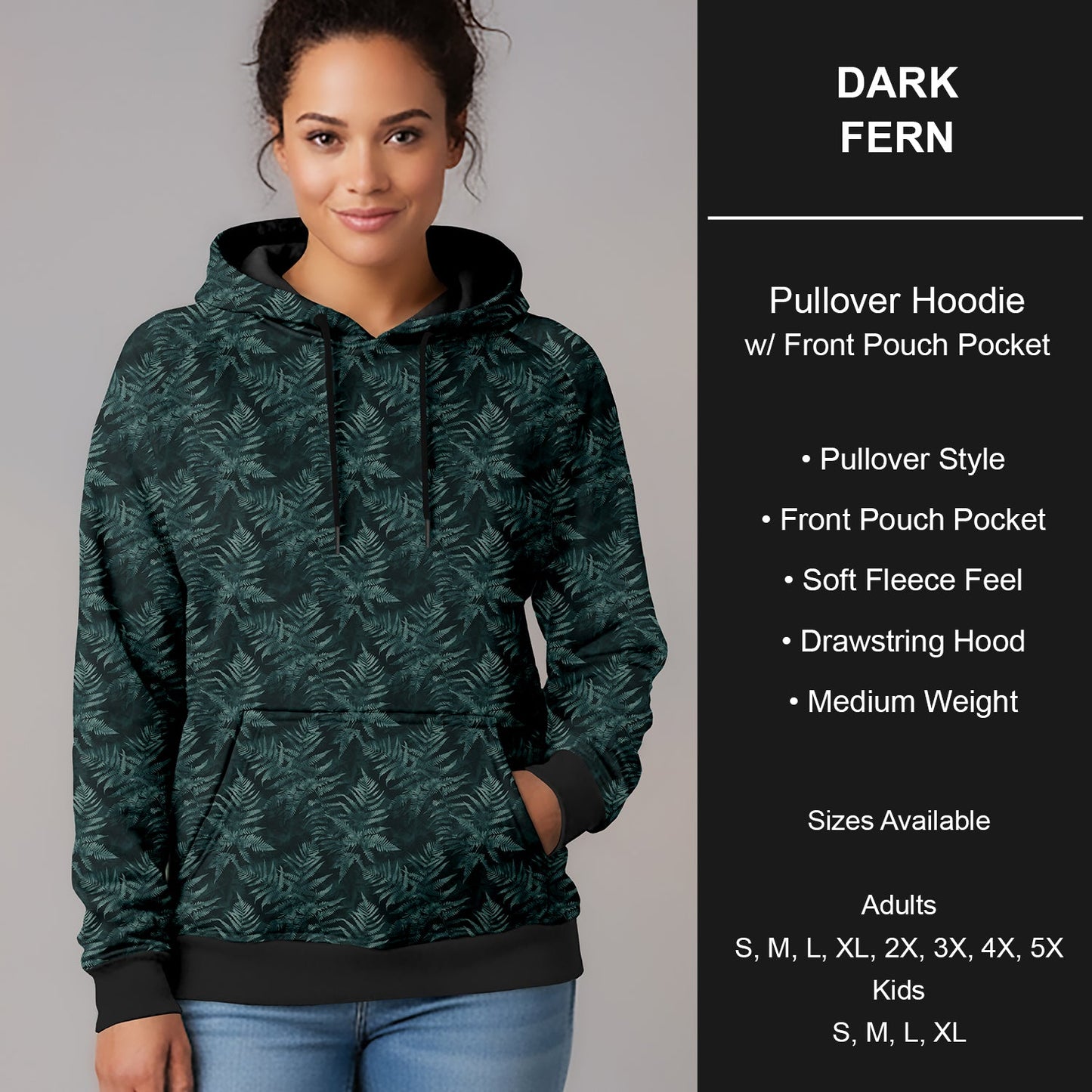 B266 - Preorder Dark Fern Pullover Hoodie (Closes 12/17. ETA late Feb.)