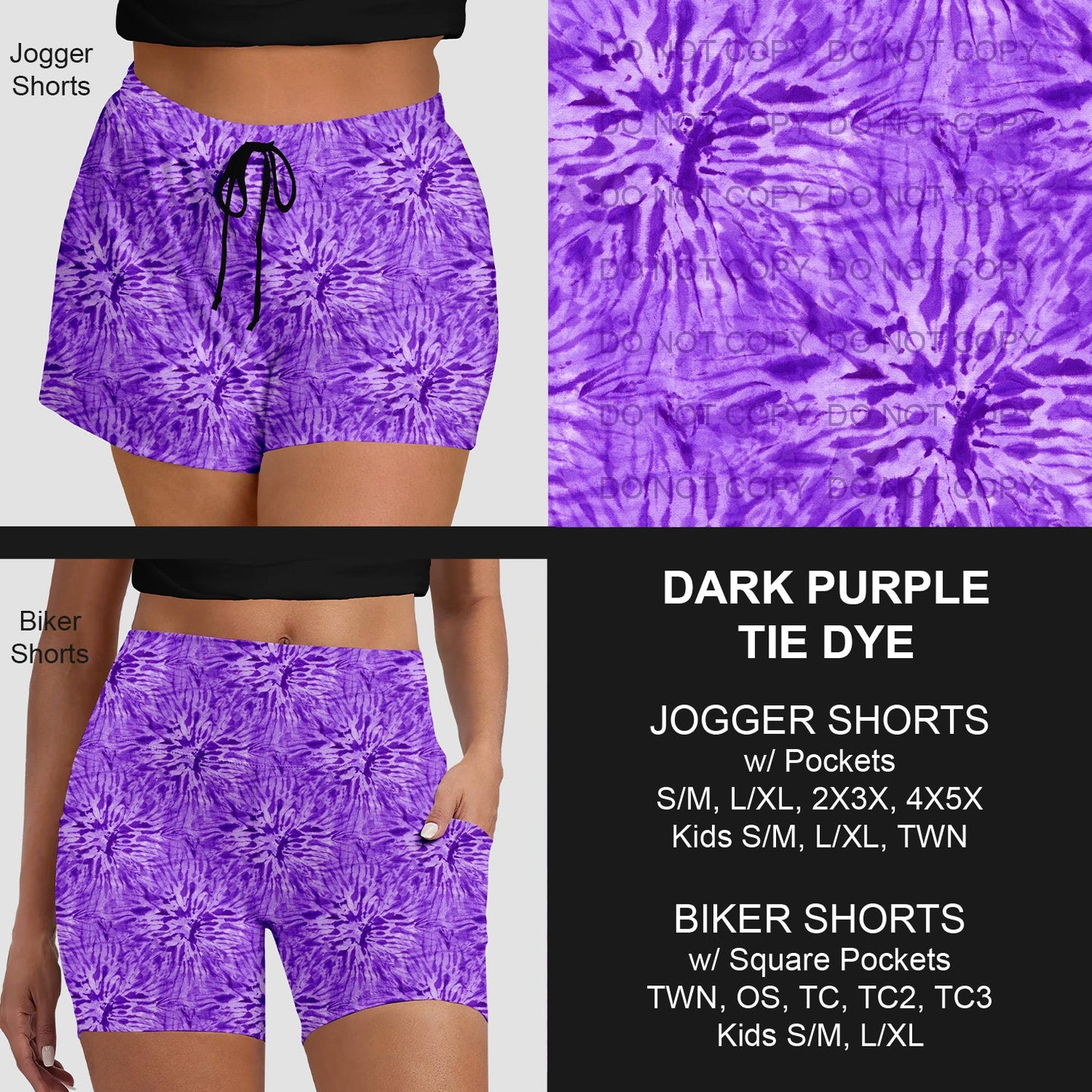 B279 - Preorder Dark Purple Tie Dye Jogger/Biker Shorts (Closes 3/18. ETA: late May)