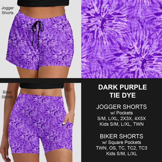 B279 - Preorder Dark Purple Tie Dye Jogger/Biker Shorts (Closes 3/18. ETA: late May)