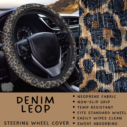 Batch #554 - Car Accessories 3 - Closes 7/10 - ETA early/mid Sept - Denim Leop Steering Wheel Cover