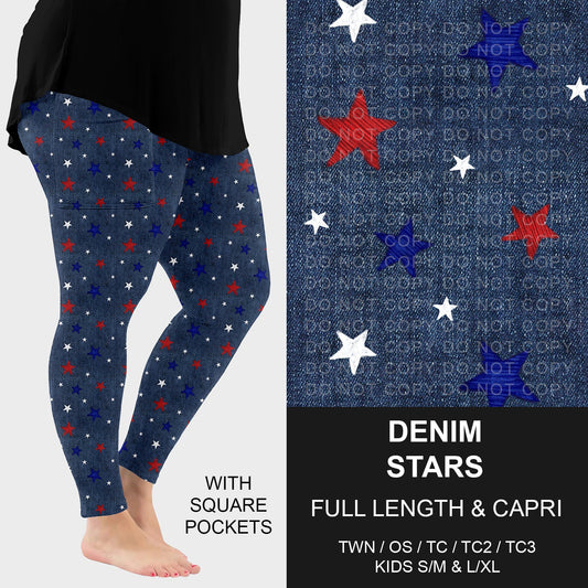 B284 - Preorder Denim Stars Leggings w/ Pockets (Closes 4/12. ETA: early June)