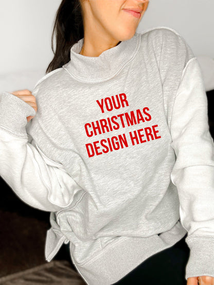 Oversized Inside Out and Reversible Mockneck Sweatshirt