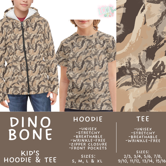 Batch #563 - Made for Play Collection - Closes 7/31 - ETA late Sept - Dino Bone Kid's Unisex Hoodie & Tee